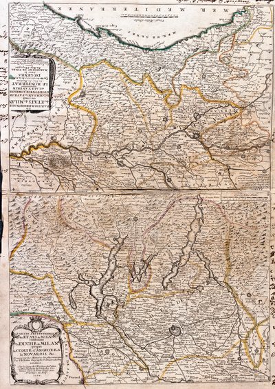 Mapa obszaru Mediolanu (Włochy) (Grawerowanie autorstwa Jean Baptiste Nolin