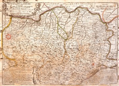 Mapa obszaru Parmy (Włochy) (Grawerowanie autorstwa Jean Baptiste Nolin