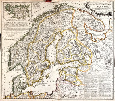 Mapa królestw Norwegii, Szwecji i Danii (Grawerowanie autorstwa Jean Baptiste Nolin