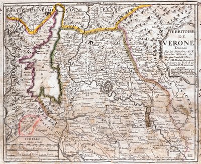 Mapa terytorium Werony (Wenecja, Włochy) (akwaforta autorstwa Jean Baptiste Nolin