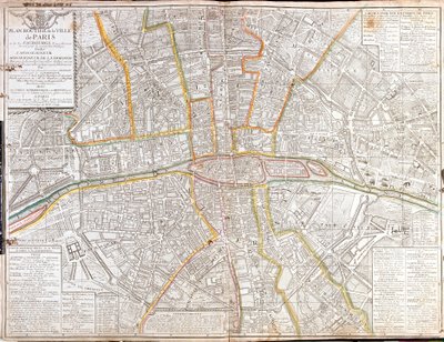 Mapa dojazdu do Paryża i jego przedmieść autorstwa Jean Baptiste Nolin