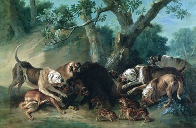 Dzika locha i jej młode zaatakowane przez psy autorstwa Jean Baptiste Oudry