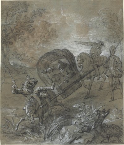 La Rancune na noszach, zastrzelony w bagnie autorstwa Jean Baptiste Oudry
