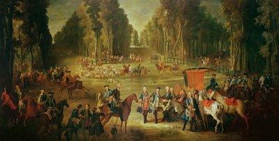 Spotkanie w sprawie polowania na Puits-du-Roi w Compiegne (szczegóły w 202272) autorstwa Jean Baptiste Oudry