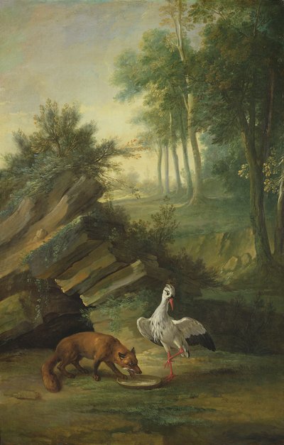 Lis i bocian, 1747 autorstwa Jean Baptiste Oudry