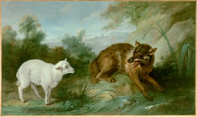 Wilk i baranek. Ilustracja bajki Jeana de La Fontaine (1621-1695). Obraz Jeana Baptiste Oudry