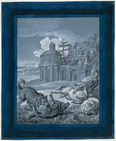 Wilki atakujące owce ("Rein de Trop II") autorstwa Jean Baptiste Oudry