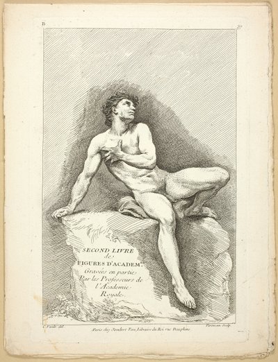 Figura (recto i verso), z II księgi figur akademii rytowanych częściowo przez profesorów Akademii Królewskiej autorstwa Jean Baptiste Perronneau