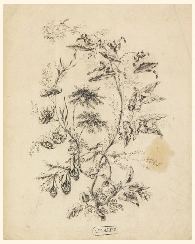 Rysunek, Konar fantastycznego drzewa, 1775-1800 autorstwa Jean Baptiste Pillement