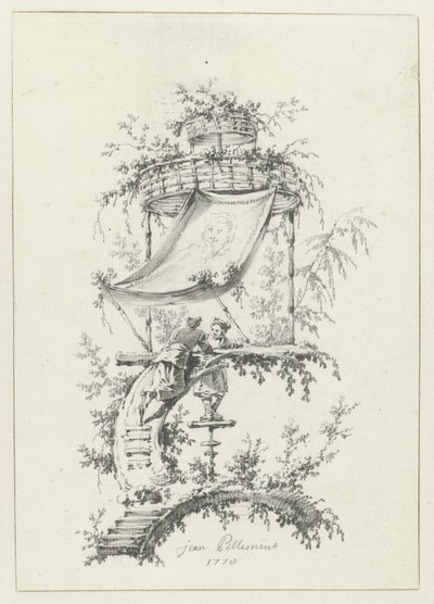 Kompozycja ozdobna w stylu chinoiserie Ozdobne wzory w stylu Chinoiserie dla Deuxième Cahier de six Baraques Chinoises (tytuł serii) autorstwa Jean Baptiste Pillement