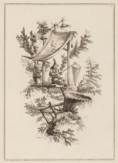 Talerz 2, „Suita dwunastu rybaków i myśliwych” autorstwa Jean Baptiste Pillement