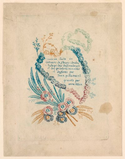Strona tytułowa „Nouvelle Suite de Cahiers de fleurs iéales” autorstwa Jean Baptiste Pillement