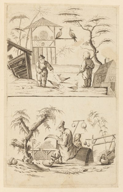 Dwie chińskie sceny autorstwa Jean Baptiste Pillement