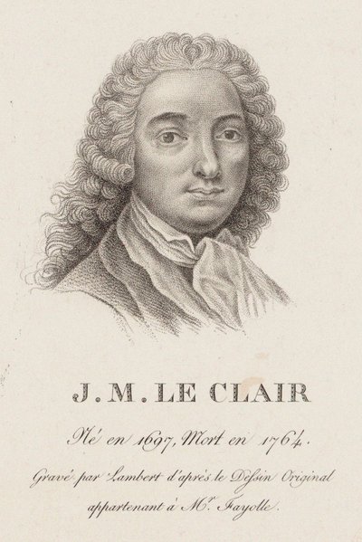 Portret skrzypka i kompozytora Jean-Marie Leclair 1697-1764. autorstwa Jean Baptiste Ponce Lambert