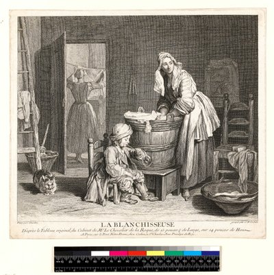La Blanchisseuse , grawerowane przez Charles Nicolas Cochin I (1688-1754) 1739 (akwaforta i grawerowanie) autorstwa Jean Baptiste Simeon (after) Chardin