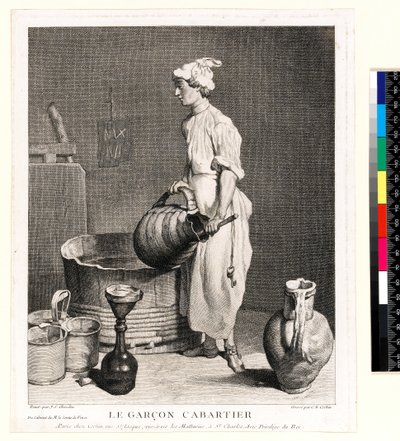 Le Garçon Cabaretier (The Cellar Boy) grawerowane przez Charlesa Nicolasa Cochina I (1688-1754) 1750 (akwaforta i grawerowanie) autorstwa Jean Baptiste Simeon (after) Chardin