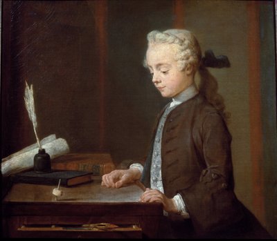Chłopiec z Bączkiem (lub Dziecko z Teetotum) - olej na płótnie autorstwa Jean Baptiste Simeon Chardin