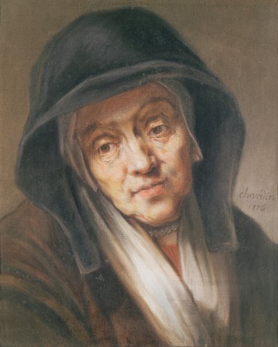 Kopia portretu Rembrandta jego matki, 1776 (pastel na papierze) autorstwa Jean Baptiste Simeon Chardin