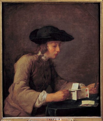 Le chateau de cartes Obraz Jeana Baptiste Simeona Chardina (1699-1779) XVIII w. Niedz. 0,77x0,68 m² autorstwa Jean Baptiste Simeon Chardin
