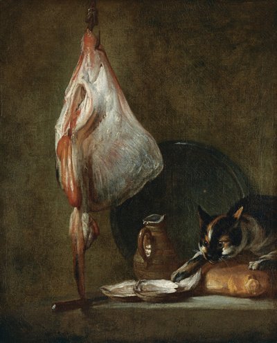 Martwa natura z kotem i Rayfish autorstwa Jean Baptiste Simeon Chardin