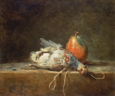 Martwa natura z kuropatwą i gruszką, 1748 autorstwa Jean Baptiste Simeon Chardin