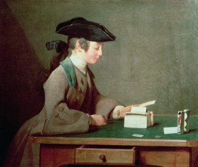 Dom z kart, ok. 1736-37 autorstwa Jean Baptiste Simeon Chardin