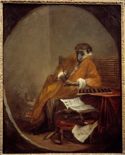 Antyczna małpa. Przedstawienie małpy w postawie człowieka. Obraz Jeana Baptiste Simeona Chardina (1699-1779) autorstwa Jean Baptiste Simeon Chardin