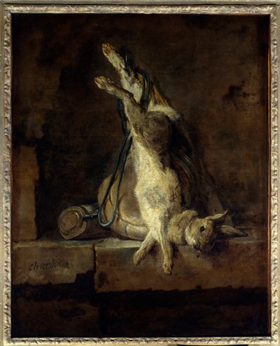 Martwy królik i sprzęt myśliwski Obraz: Jean Baptiste Simeon Chardin (1699-1779) XVIII w. Słońce. 0,81x0,65 m Paryż, Muzeum Luwru. autorstwa Jean Baptiste Simeon Chardin