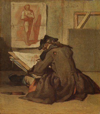Rysunek młodego studenta (olej na dębie) autorstwa Jean Baptiste Simeon Chardin