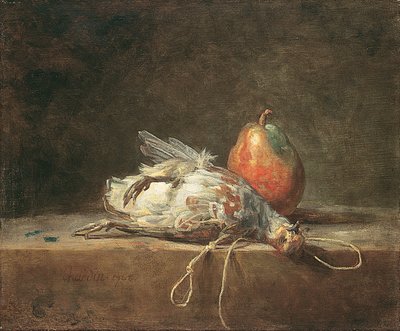 Martwa natura z kuropatwą i gruszką autorstwa Jean Baptiste Simeon Chardin
