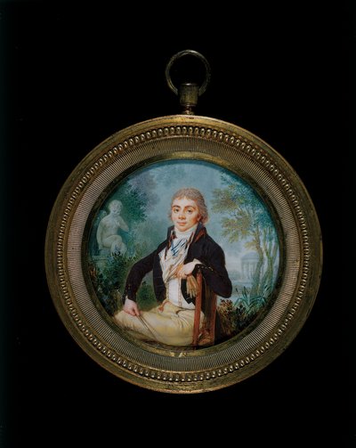 Portret Miniatura młodego Dżentelmena zwanego Pan Videl, siedząca w trzech czwartych długości (rama pozłacany-brąz) autorstwa Jean Baptiste Soyer