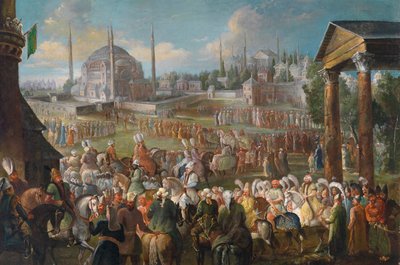 Procesja sułtana w Stambule, c.1736 autorstwa Jean Baptiste Van Mour