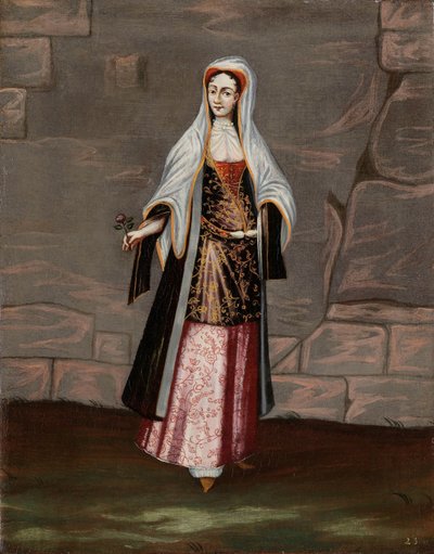 Kobieta z wyspy Mykonos autorstwa Jean Baptiste Vanmour (workshop of)