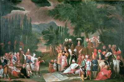Turecka partia myśliwska z sułtanem Ahmedem III autorstwa Jean Baptiste Vanmour