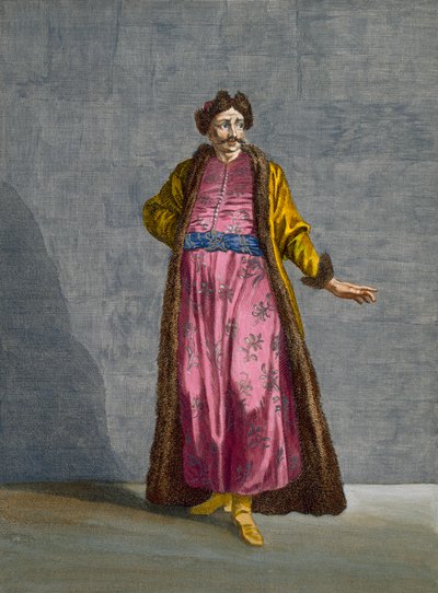 Wołoski dżentelmen, tablica 80 z „Kolekcja stu druków reprezentujących różne narody Lewantu” Charlesa de Ferriola, ryt. B. Baron, 1707-08 autorstwa Jean Baptiste Vanmour