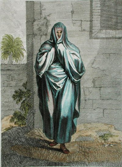 Afrykańska kobieta, tablica 98 z "Zebrania stu rycin przedstawiających różne narody Lewantu namalowanych na obrazach z natury..." autorstwa Jean Baptiste Vanmour