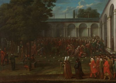 Cornelis Calkoen w drodze na audiencję u sułtana Ahmeda III, ok. 1727-30 autorstwa Jean Baptiste Vanmour