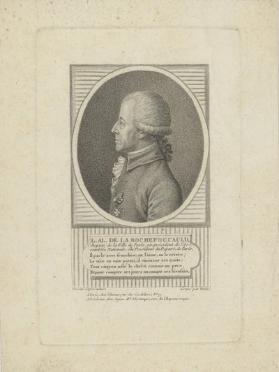 Louis-Alexandre de La Rochefoucauld, książę Enville 1743-1792, lata 90. XVIII wieku. autorstwa Jean Baptiste Verite