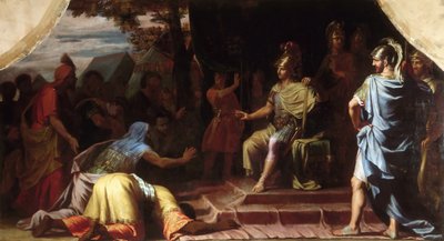 Aleksander Wielki odbiera wiadomość o śmierci przez spalenie gimnosofisty Calanus autorstwa Jean Baptiste de Champaigne
