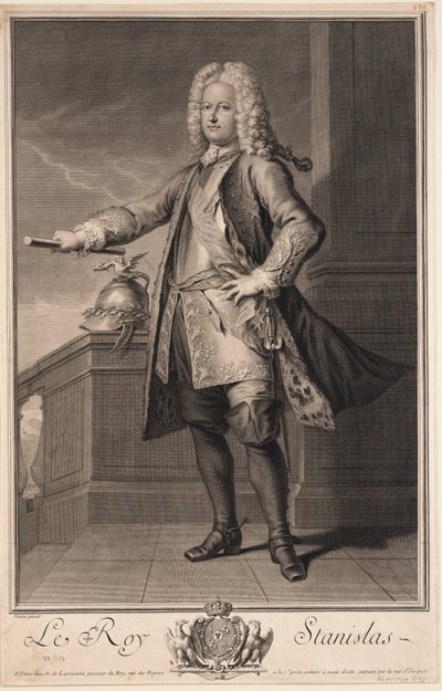 Stanisław Leszczyński (Lecziński), zwany Dobroczynnym - Stanisław I Leszczyński (1677-1766), Król Polski - Van Loo, Jean Baptiste (1684-1745) - 1705 - Miedzioryt - 53,5x33 - Kolekcja prywatna autorstwa Jean Baptiste van Loo