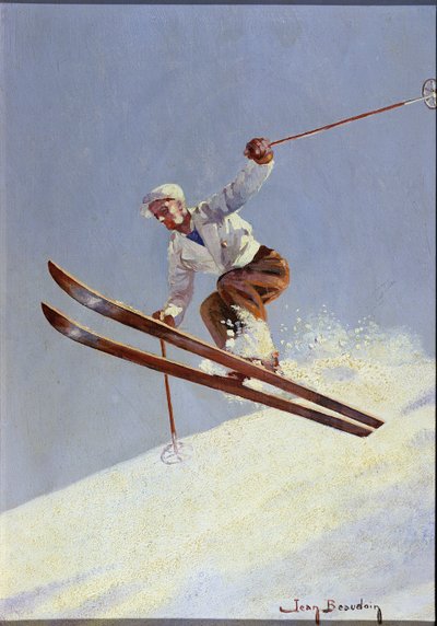 Narciarz, ok. 1930 (olej na płótnie) autorstwa Jean Beaudoin