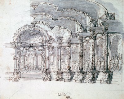 Scenografia do opery „Prozerpina”, ok. 1680 autorstwa Jean Berain, Jean Baptiste Lully