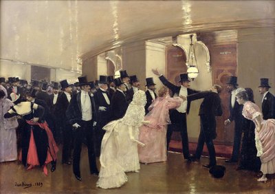 Argument w korytarzach opery, 1889 autorstwa Jean Beraud