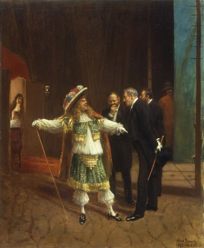 Coquelin Starszy w „Le Bourgeois Gentilhomme” Moliera, c.1882 autorstwa Jean Beraud