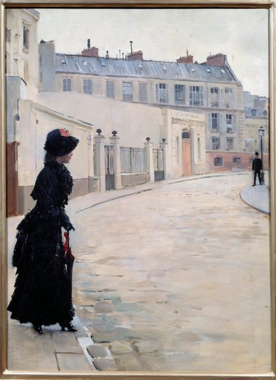 Oczekiwanie, rue de Chateaubriand w Paryżu Obraz Jeana Beraud (1849-1935) autorstwa Jean Beraud