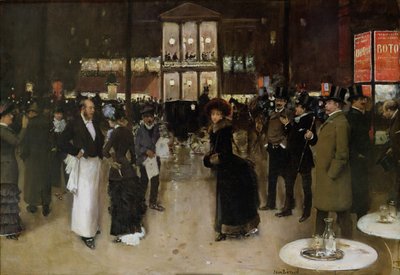 Boulevard Montmartre nocą, przed Théâtre des Variétés, ok. 1885. autorstwa Jean Beraud