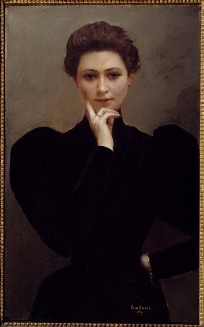 Medytacja Zamyślona młoda kobieta ubrana w modę Belle Epoque. Obraz Jeana Beraud autorstwa Jean Beraud
