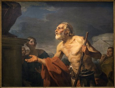 Diogene prosi o almone do posągów. (Sinope Diogene zwany cynicznym, około 413-około 327 pne). Obraz Jean Bernard Restout (1732-1797), olej na płótnie autorstwa Jean Bernard Restout