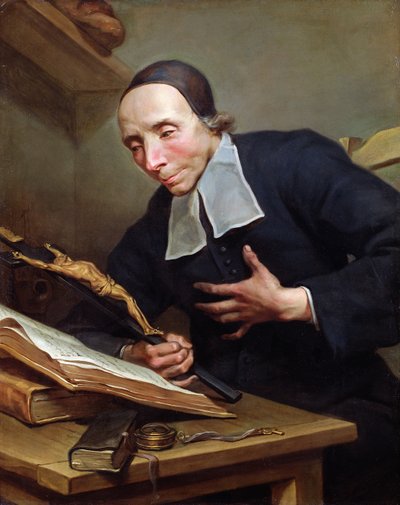 Portret opata Firmina Tournusa (1672-1733) trzymającego krucyfiks autorstwa Jean Bernard Restout