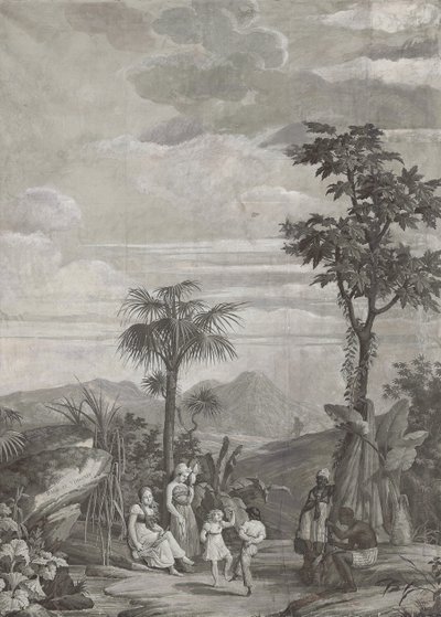 Taniec dzieci, panel tapety z serii "Paul et Virginie", Dufour & Cie, ok.1823 autorstwa Jean Broc